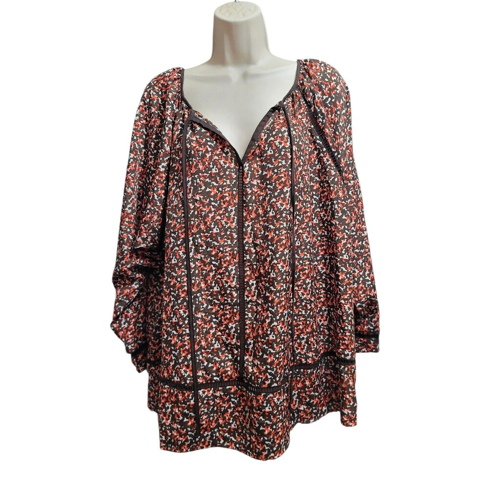 Michael Kors Women's Printed Long Sleeve V-Neck Blouse XL Used
